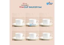 6pcs Set Ceramic Plain Tea Cup with Saucer