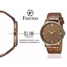 Fascino Men's Watches - Analog Round Brown Dial Slim Watch