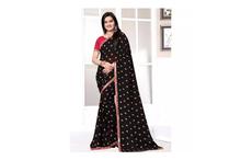 Lace Design Saree With Blouse Piece For Women - HBS110 (Black/Pink)