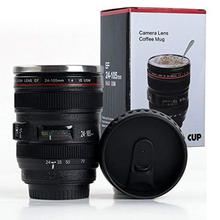 Camera Lens Plastic Coffee Mug with Lid, 350ml, Black