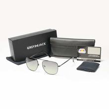 GREY JACK Polarized Black Frame Light Black Lenses Aviator Sunglasses (Unisex)