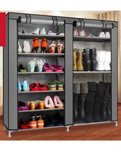 Double Rows Non-woven Fabric Shoe Cabinet Large Shoe Rack Organizer Shoe Storage (Random Color)