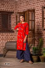 Red Floral Printed Front Buttoned Kurti For Women