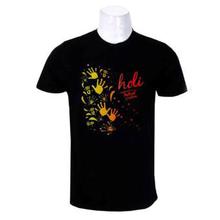 Black Holi Printed Round Neck T-Shirt