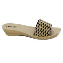 aeroblu Black/Beige Slide Heel Sandals For Women - PSG2