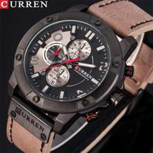CURREN Grey Leather Strap Chronograph Watch For Men  - 8285