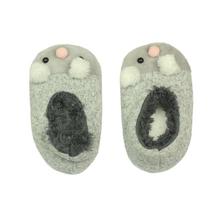 Grey Cat Designed Bedroom Slip-Ons For Kids