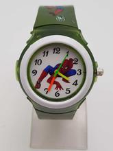 Spiderman Soft Strap Analog Watch with Sticker Book For Kids - Green