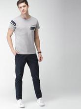 Men Navy Blue Slim Fit Solid Chinos