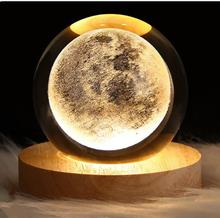 3D Decor Crystal Ball Night Light Starry Lamp LED Night Light-Moon