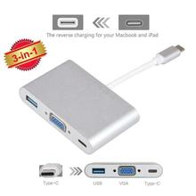 Type C To VGA USB Charger 3-in-1 Type C  Converter For Mac-book