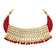 Sukkhi Gold Plated Kundan Pearl Fancy Choker Necklace Set