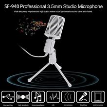 SF-940 Professional 3.5mm Condenser Sound Podcast Studio Microphone Mic w/ Tripod Stand