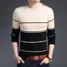 2019 New Fashion Brand Sweater Mens Pullover Striped Slim