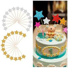 30pcs Glitter Paper Star Cake Toppers Twinkle Cake Decoration Party