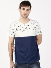 ether Men Navy Blue Colourblocked Round Neck T-shirt