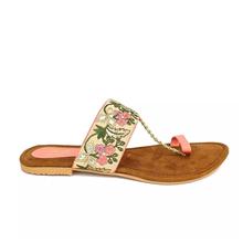 Colorful Elegant Embroidered Slide Sandals For Women-Pink