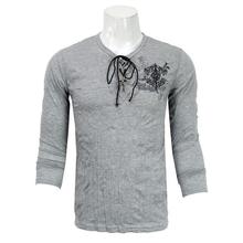 Men's Wrinkled Full Sleeves Grey Tshirt