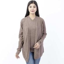 Set of Chestnut Brown Solid Outwear and Half Sweater For Women