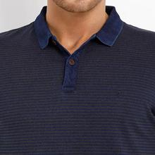 Indian Terrain Striped Regular Fit Polo T-shirts – Navy Blue