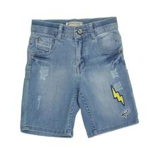 Navy Blue Lightning Patch Printed Cotton Shorts For Boys - (121246515491)