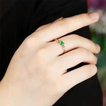 Fashion Gold Color Wedding Rings Female Jewelry with Green