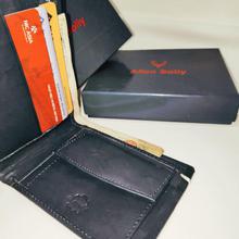 ALLEN SOLLY High Quality Leather Dark Blue Wallet For Men