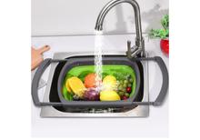 Kitchen Retractable Drain Basket Household Folding Drain Basket Rectangular Fruit and Vegetable Washing Basket