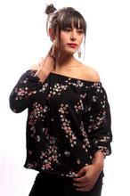 Bella Jones Floral Bardot Blouse – Black