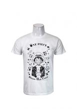 Wosa -  Round Neck Wear White One Piece Straw Hat Crew Printed T-shirt For Men