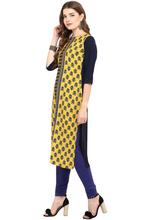 Women Floral Printed Straight Kurtis – Yellow