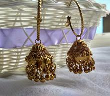 Long Golden Brass Danglers & Drop For Women