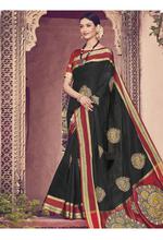 Stylee Lifestyle Women's Kalamkari Black Silk Saree with Blouse Piece-1947