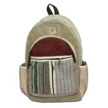 Maroon/Olive Green Hemp Casual Backpack - Unisex