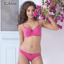 Clovia Pink Cotton Push-Up Bra & Low Waist Bikini Set For Women