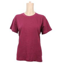 Maroon Solid Round Neck Cotton T-Shirt For Women