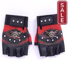 SALE-Long Keeper Skulls Rivet PU Leather Fingerless Gloves