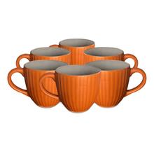 Tulip Orange Ceramic Marble Tea Coffee Cup Set 180ML-Set Of 6