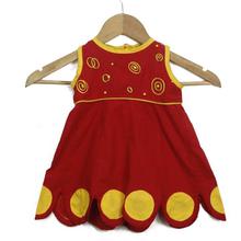 Red/Yellow 100% Cotton Printed Dress For Girls - f27.5.57