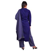 Paislei navy kurti with stripes printed pant and stole for women(3 pc set)-MG-HK1605