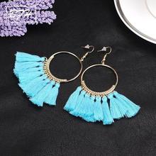 BFH Fashion Charm Large Circle Tassel Drop Earrings for Women Girl