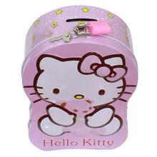 Pink Hello Kitty Shaped Piggy Bank With Lock For Kids