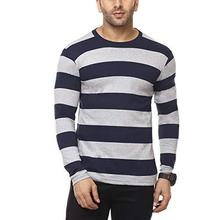 Cenizas Men's Full Sleeves Round Neck Striped Casual Tshirt/T-Shirt