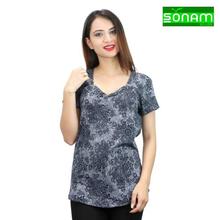 Sonam Gears Sweetheart Neck Printed T-Shirt For Women (303)- Black