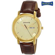 Sonata 7954YL11 Champagne Dial Analog Watch For Men - Brown