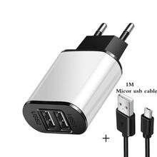 2 USB Charger 5V 2A EU Plug adapter Wall Mobile Phone Charger Portable Charge Micro Cable For Samsung Xiaomi Charging Tablet
