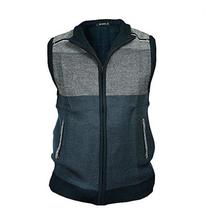 Dark Blue/Grey V-Neck Full Zipper Sleeveless Sweater For Men