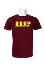 Wosa - Round Neck Wear Maroon  A.R.M.Y 100% Cotton T-Shirt For Men