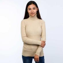 Beige High Neck Cable Sweater(LL-16-07)