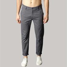 Grey Stretchable Cotton Pants For Men By Nyptra